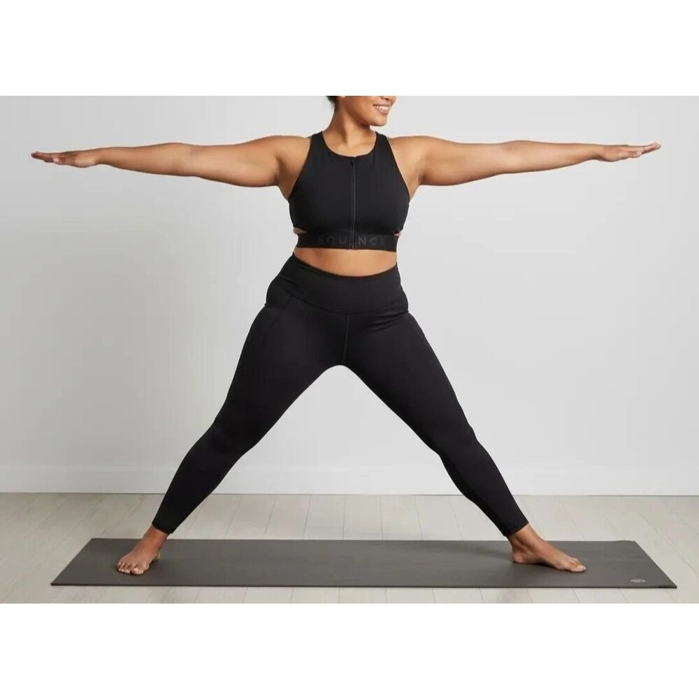 Equinox Zip Front Sports Bra Crop Top Workout Activewear Exercise Black Size XS